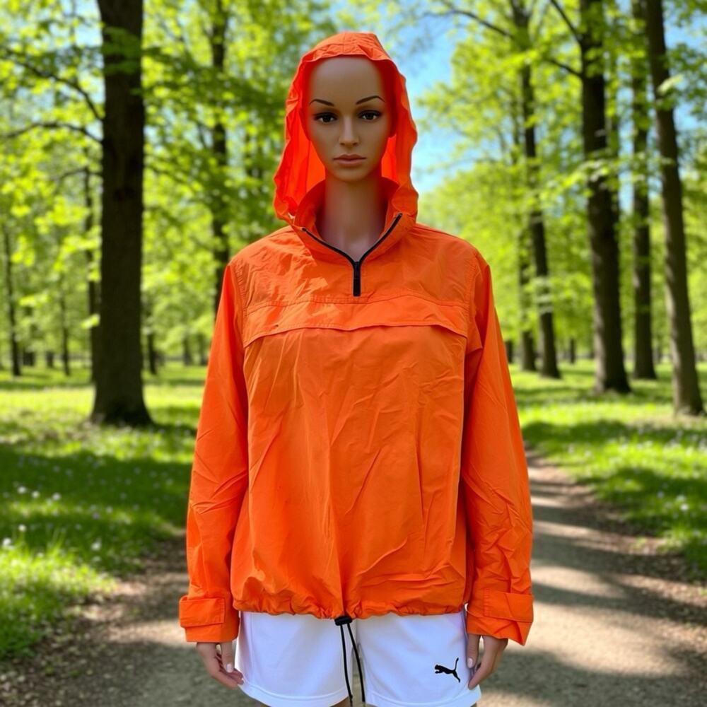MODA International women S Windbreaker Outdoors Hoodie Jacket Orange Pullover